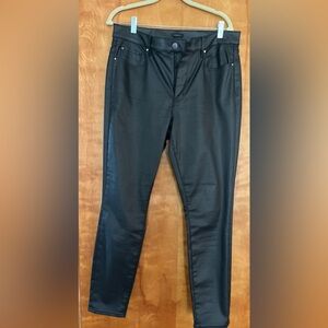 Ann Taylor Size 12 Black Coated Slim Pant